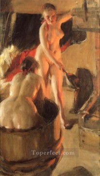 Anders Zorn Painting - Mujeres bañándose en la sauna ante todo Suecia Anders Zorn